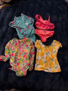 Mixed Toddler Girls Swimwear Bundle - 4 Pieces Including Rashguards and Two-Piec